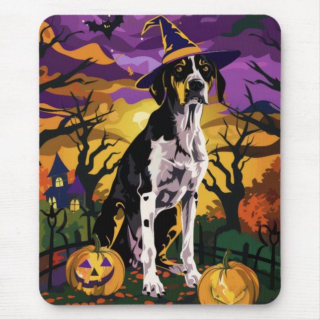 Tapis De Souris Treeing Walker Coonhound Halloween Sorcière Citrou (Devant)