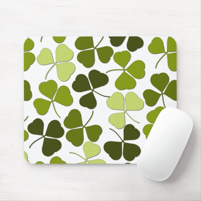 Tapis De Souris Trèfle vert dans une variété de nuances (Avec souris)