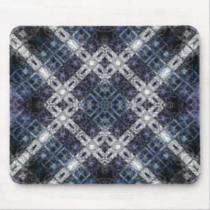 Tapis De Souris Treillis géométrique bleu et blanc lumineux