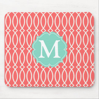 Tapis De Souris Treillis moderne de corail élégant personnalisé