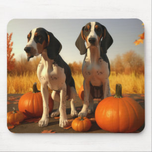Tapis De Souris Trek Walker Coonhound Chiot Citrouille d'automne