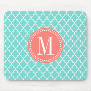 Tapis De Souris Trellis marocain de tuiles d'Aqua personnalisé