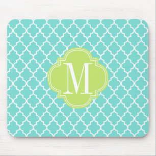 Tapis De Souris Trellis marocain de tuiles d'Aqua personnalisé