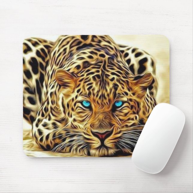 Tapis De Souris Trending Leopard Blue Eyes Mousepad (Avec souris)