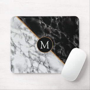 Tapis De Souris Trendy Black & White Marble Stone -Add Your Letter