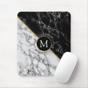 Tapis De Souris Trendy Black & White Marble Stone -Add Your Letter