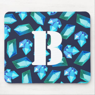 Tapis De Souris Trendy Blue Green Crystal Gems   Monogramme