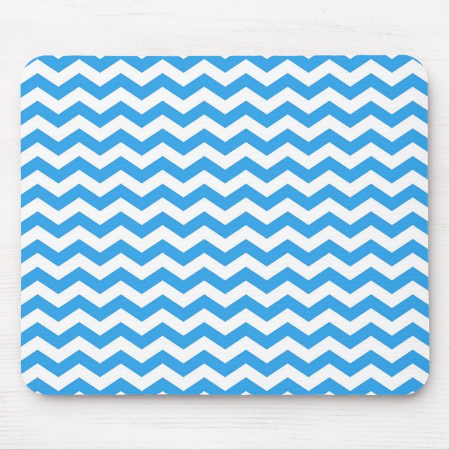 Tapis De Souris Trendy, bright blue chevron zigzag stripes. (Devant)