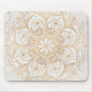 Tapis De Souris Trendy Gold Floral Mandala Marble Design