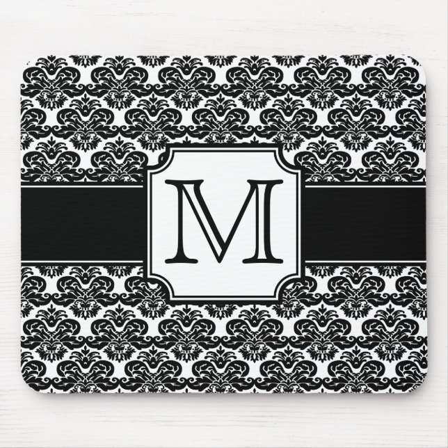 Tapis De Souris Trendy Monogrammed Damask Mousepad (Devant)