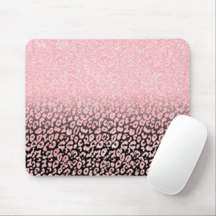 Tapis De Souris Trendy Rose-Gold black Glitter Ombre Leopard Print