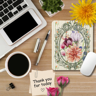 Tapis De Souris Très beau cadre antique magnifique fleurs