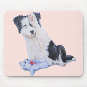 Tapis De Souris très mignon frontière collie waving paw chiot chie