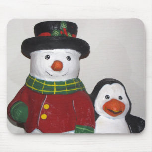 Tapis De Souris Très mignon Snowman et ami carte souris