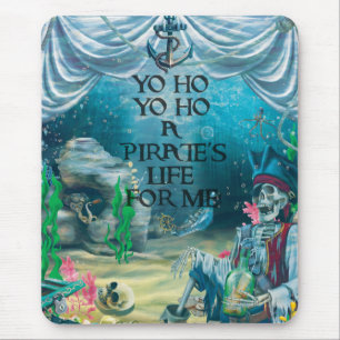 Tapis De Souris Trésor de squelette de pirate sous la mer