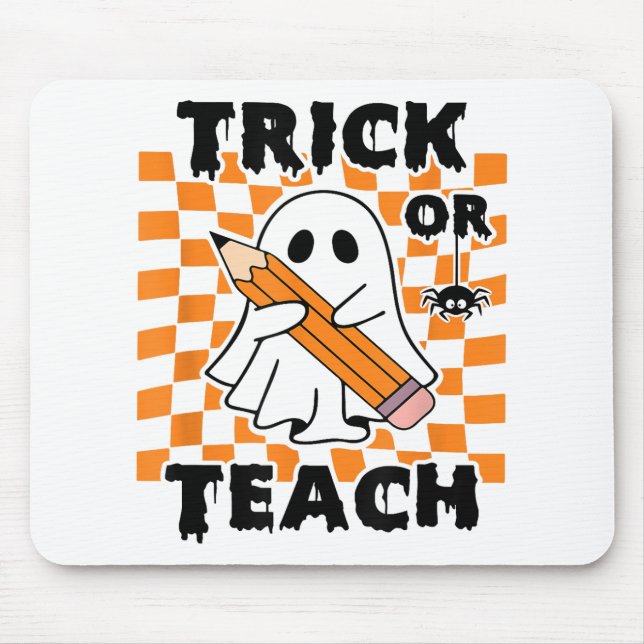 Tapis De Souris Tri Ou Enseigner Ghost Retro Halloween Super Teach (Devant)