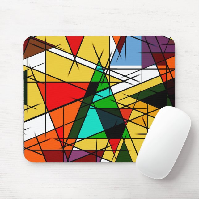 Tapis De Souris Triangle Coloré Géométrique Moderne  (Avec souris)