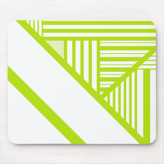 Tapis De Souris Triangle en Lime Vert et Blanc (Devant)