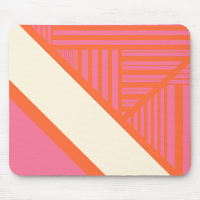 Tapis De Souris Triangle rayures en rose, orange et crème (Devant)