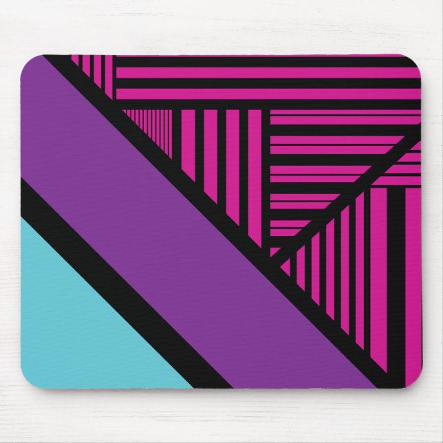 Tapis De Souris Triangle - rose, pourpre, bleu et noir (Devant)