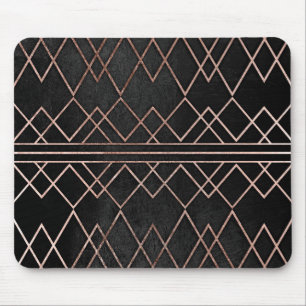 Tapis De Souris Triangles géométriques d'or rose chic et éléga