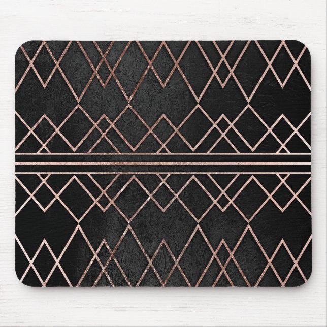 Tapis De Souris Triangles géométriques d'or rose chic et élégant (Devant)