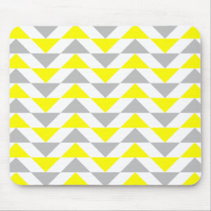 Tapis De Souris Triangles géométriques jaune, gris, motif blanc