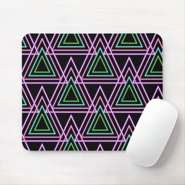 Tapis De Souris Triangles géométriques néon rétro des années 80 de (Avec souris)