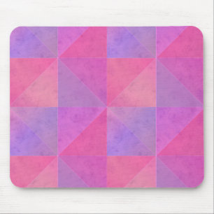 Tapis De Souris Triangles roses et violets Art aquarelle moderne