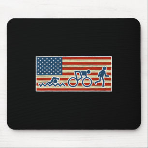 Tapis De Souris Triathlon Triathlon Biathlon Drapeau Usa Sports
