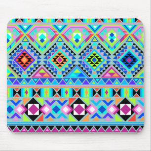 Tapis De Souris Tribal aztèque bleu rose