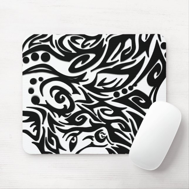 Tapis De Souris Tribal noir abstrait (Avec souris)