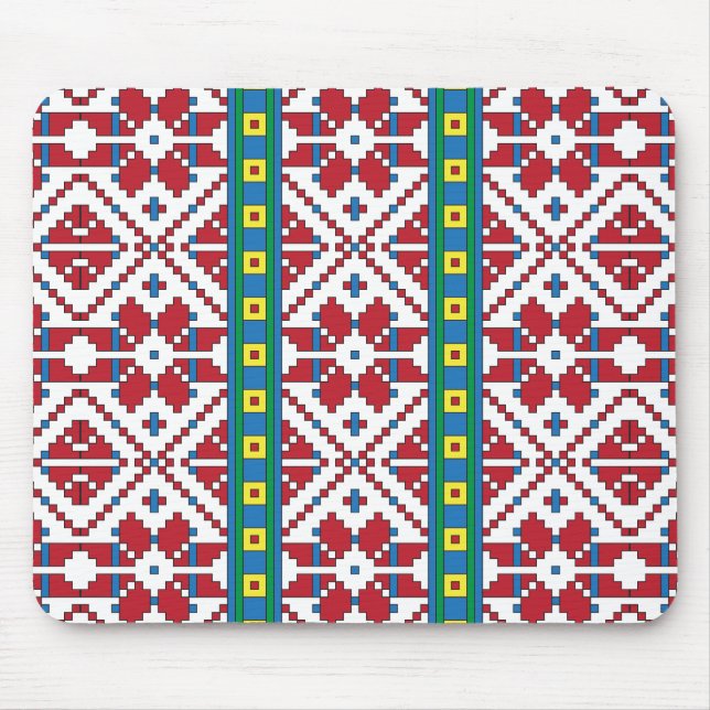 Tapis De Souris Tribal red, blue, and white star geometric pattern (Devant)