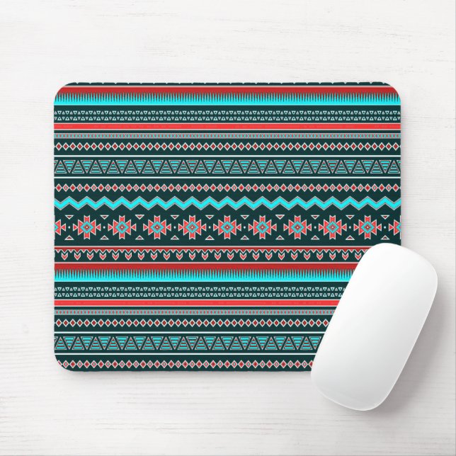 Tapis De Souris Tribal rose et turquoise (Avec souris)