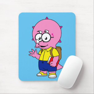 Tapis De Souris Tricératops Nerd Avec Sac À Dos Et Manuel.