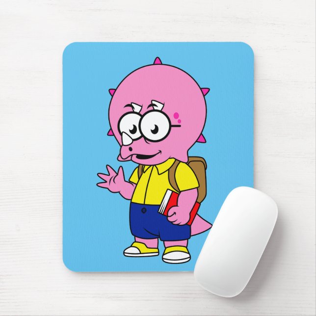 Tapis De Souris Tricératops Nerd Avec Sac À Dos Et Manuel. (Avec souris)