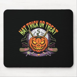 Tapis De Souris Trick Hat ou Treat Hockey sur glace Halloween Amus