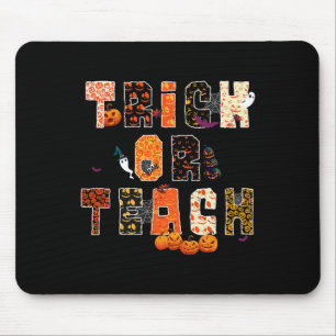 Tapis De Souris Trick Or Teach Fantôme Halloween Enseignant Éducat