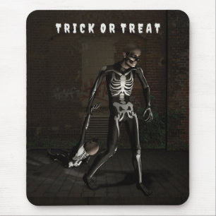 Tapis De Souris Trick or Treat. Homme déguisé en squelette