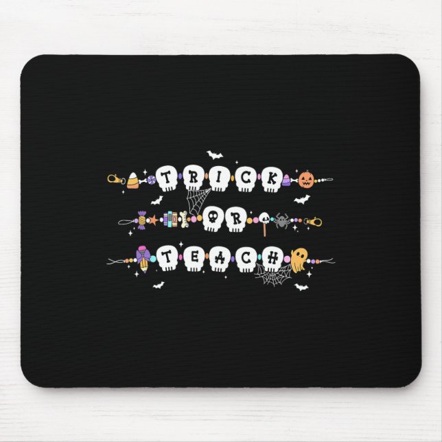 Tapis De Souris Trick Ou Enseigner Éffrayant Enseignant Joyeux Hal (Devant)