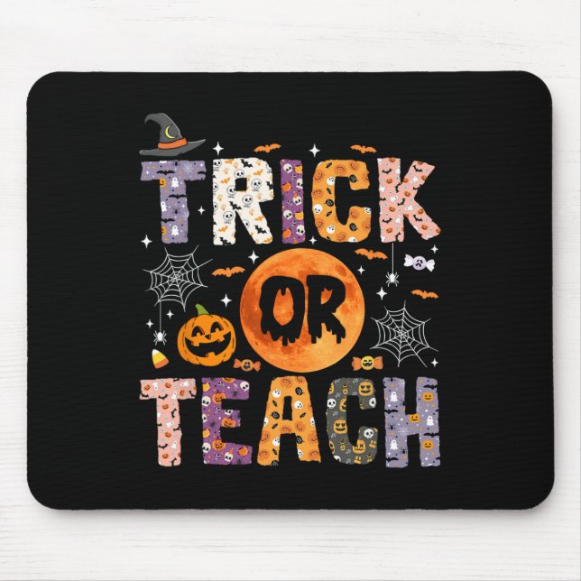 Tapis De Souris Trick Ou Enseigner Funny Enseignants Halloween Gho (Devant)