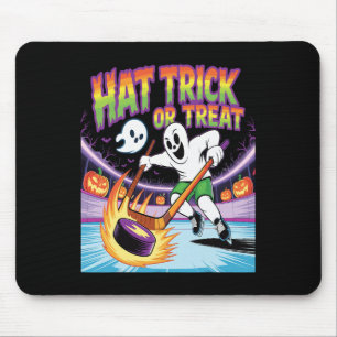 Tapis De Souris Trick ou Treat Hat Funny Hockey sur glace Fantôme