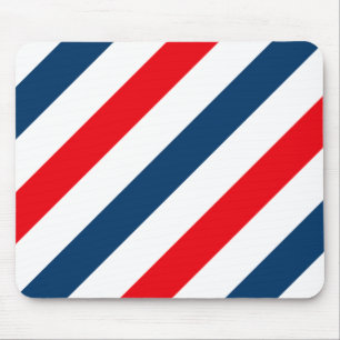 Tapis De Souris Tricolor Diagonal Stripes (bleu, blanc et rouge)