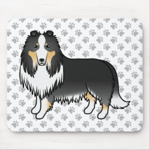 Tapis De Souris Tricolor Rough Collie Chien de Dessin Animé Mignon