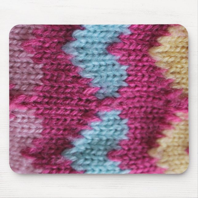 Tapis De Souris tricot rose, bleu et jaune (Devant)