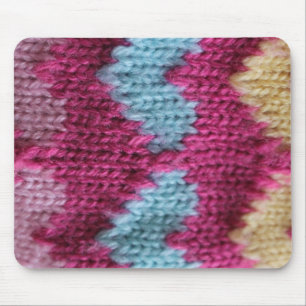 Tapis De Souris tricoter rose, bleu et jaune
