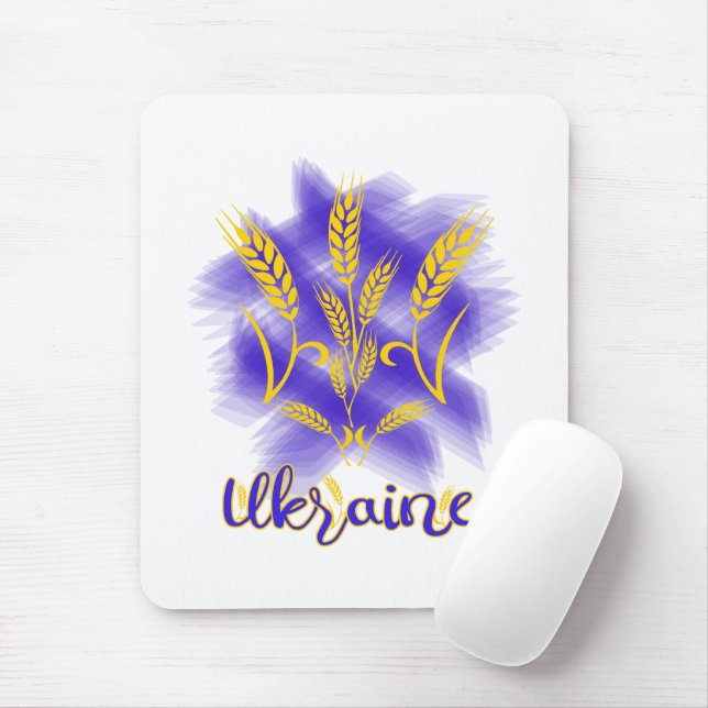Tapis De Souris Trident ukrainien fait d'épi de blé (Avec souris)