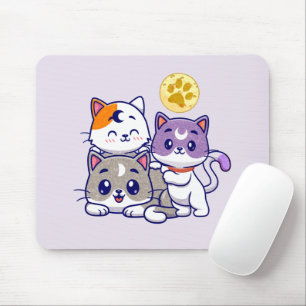 Tapis De Souris Trio adorable - Trois chats mignons