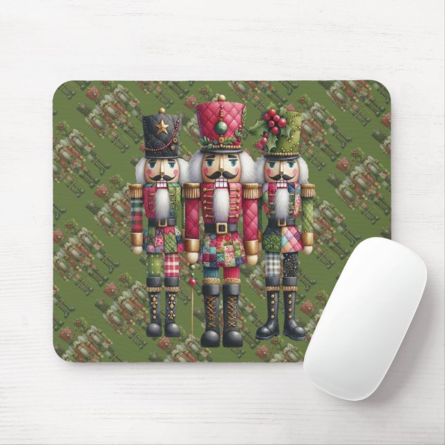 Tapis De Souris Trio de casse-noisettes de Noël en patchwork fanta (Avec souris)