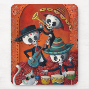 Tapis De Souris Trio de mariachi de Dia de Los Muertos Skeleton